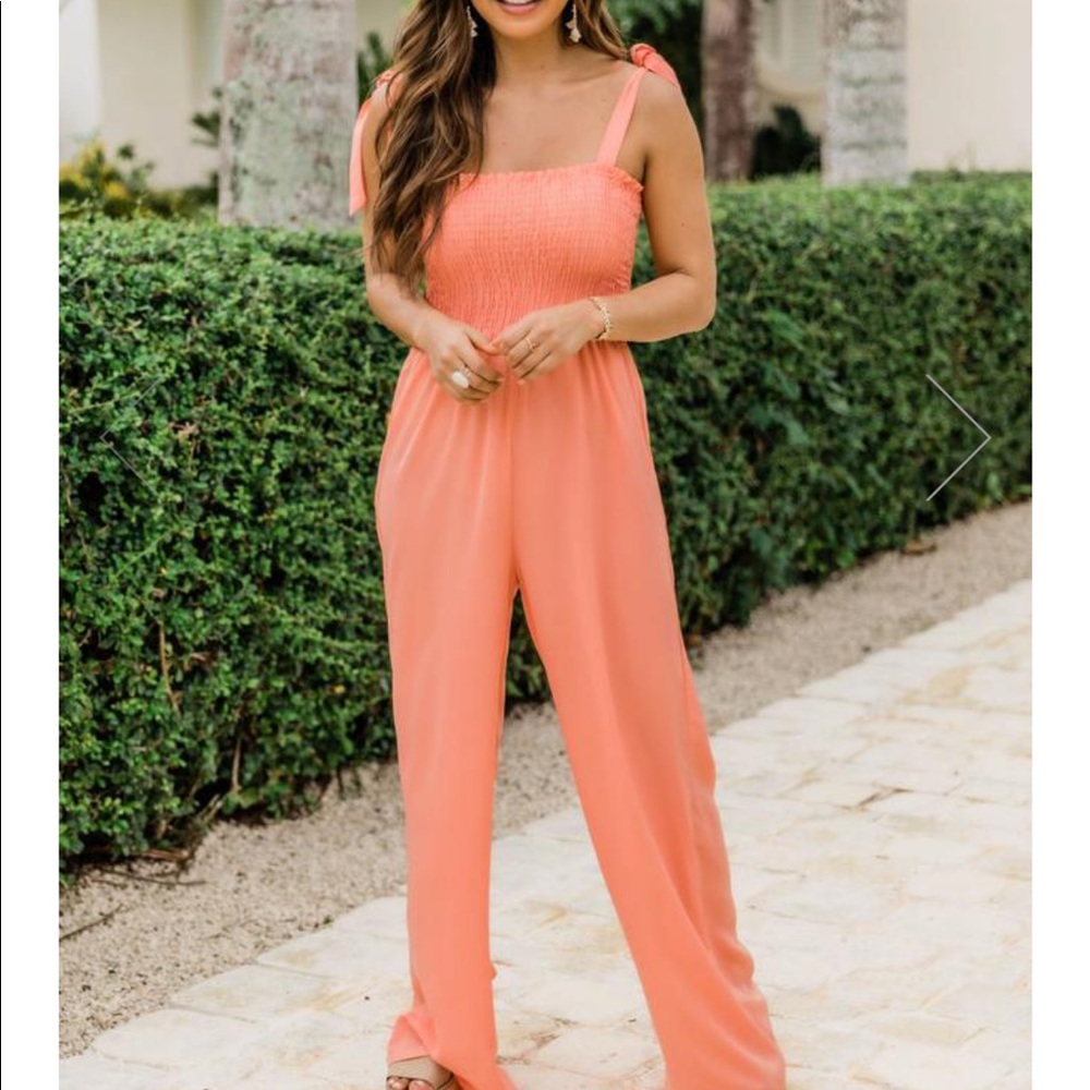 Pink Lily salmon jumpsuit